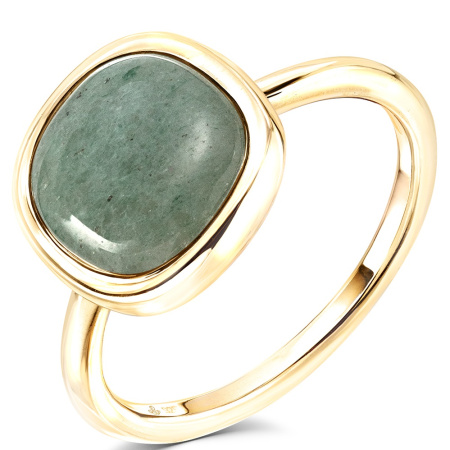 Серебряное кольцо с авантюрином и позолотой