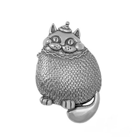Серебряная брошь «Кот»