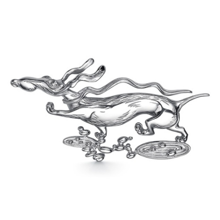 Серебряная брошь «Такса прыжки по лужам»