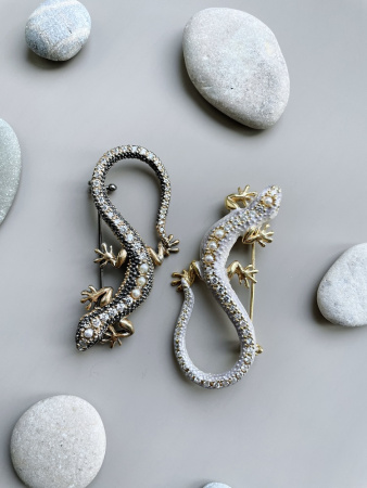 Брошь из серебра «Ящерица»