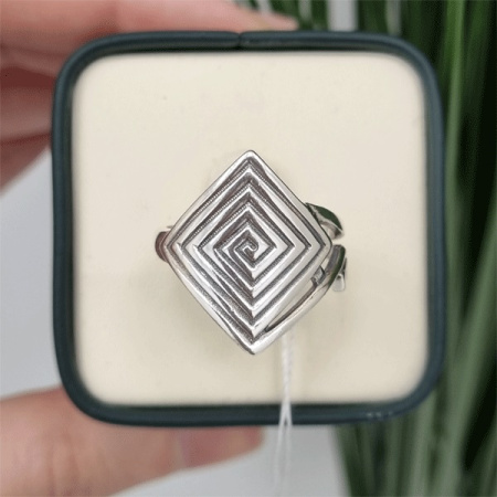 Серебряное кольцо «Лабиринт ромб»