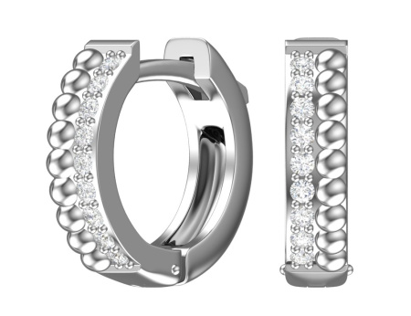 Серебряные серьги «Шарики» с бесцветными фианитами