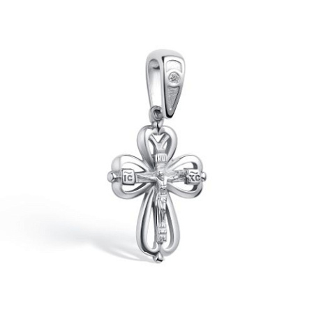 Серебряный православный крест с бриллиантом