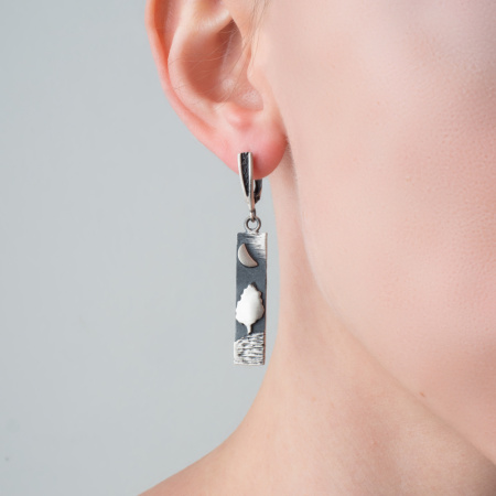 Серьги из серебра «Дерево под луной»