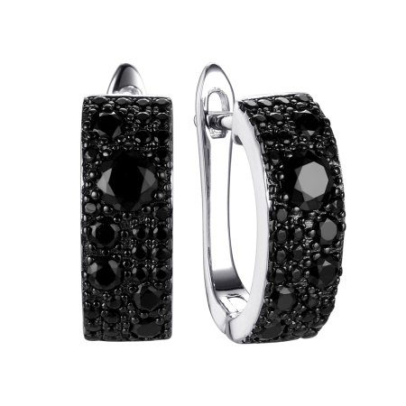 Серебряные серьги с шпинелью и фианитами