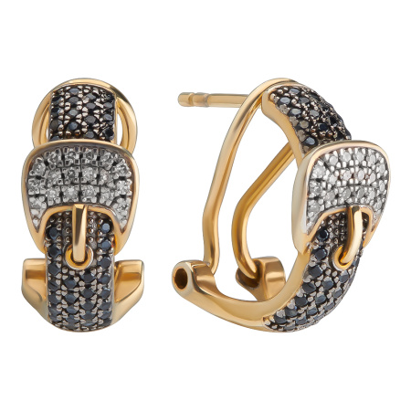 Серьги из серебра с позолотой со шпинелью и бриллиантами