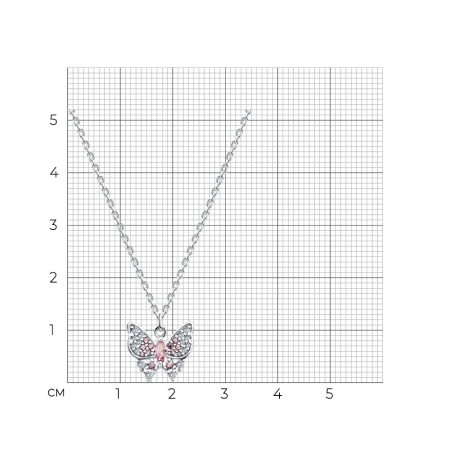 Колье из серебра с фианитами «Бабочка»