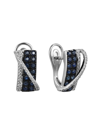 Серьги из серебра с натуральным сапфиром