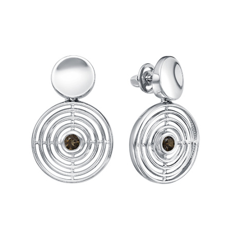 Серьги пусеты из серебра с раухтопазом