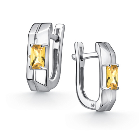 Серьги из серебра с цитрином и бриллиантами