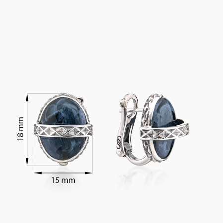 Серьги из серебра с камнем питерсит