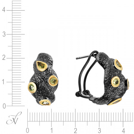 Серьги из серебра с позолотой и перидотами