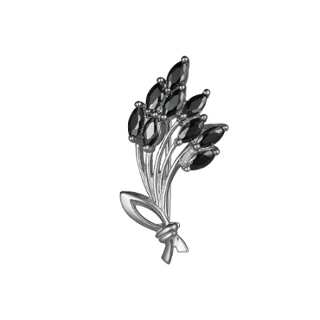 Брошь из серебра с фианитами «Букет»