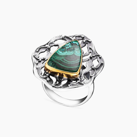 Кольцо из серебра с камнем хризоколла