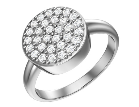 Серебряное кольцо с бесцветными фианитами