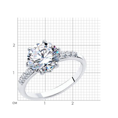 Кольцо из серебра с фианитами