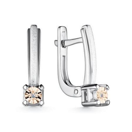 Серебряные серьги с бриллиантом