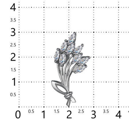 Серебряная брошь с фианитами «Букет»