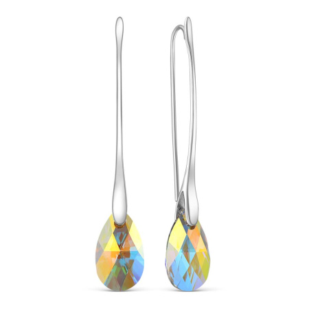 Серьги длинные из серебра с кристаллом