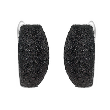 Серебряные серьги «Черный элемент» с глиттером 01760