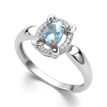 Кольцо из серебра с топазом и фианитами