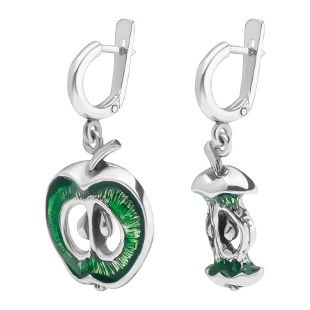 Серьги из серебра с эмалью «Яблоко»