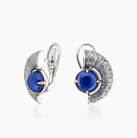 Серьги из серебра с камнем лазурит