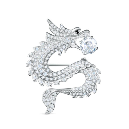 Брошь из серебра с фианитами «Дракон»