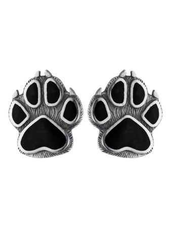 Серебряные серьги-пусеты с эмалью «Лапки»