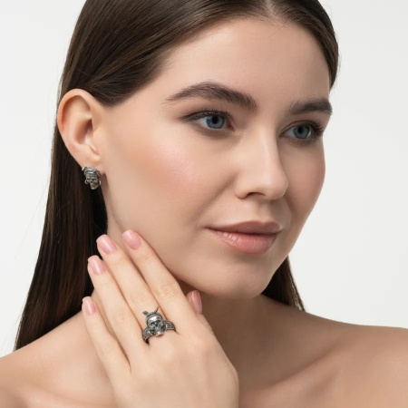 Кольцо серебро 925 перстень Череп Баба Яга