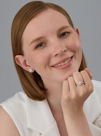 Серьги из серебра с фианитами «Сердце»