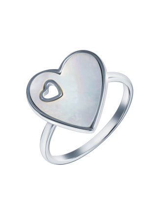 Серебряное кольцо с перламутром «Сердца»