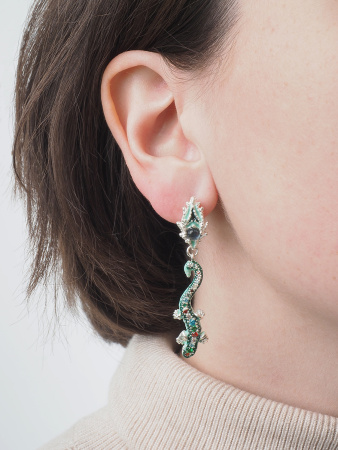 Серьги из серебра «Ящерица»