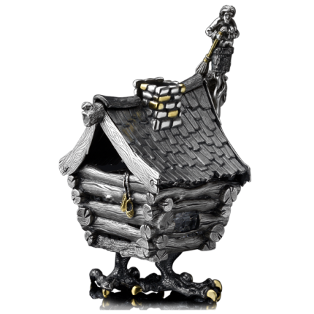 Серебряная солонка «Избушка на курьих ножках» с лопаткой