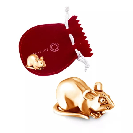 Серебряный сувенир «Мышка» с позолотой