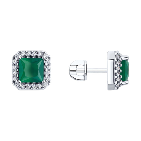 Серьги из серебра с агатами и фианитами