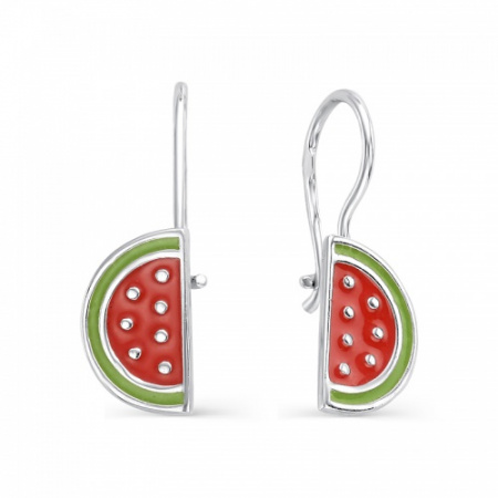 Серебряные серьги с эмалью «Арбуз»