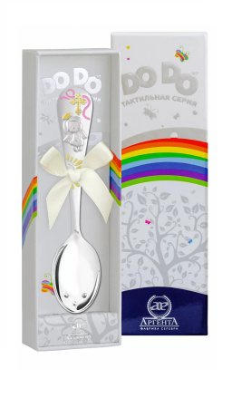 Ложка детская DO-DO «Крестильная» частичная позолота с розовой эмалью