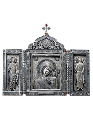 Серебряный складень «Казанская Богоматерь»