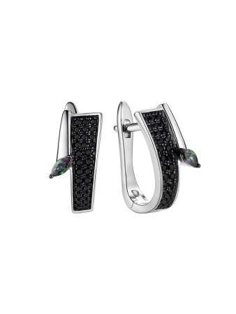 Серьги из серебра с шпинелью и фианитами