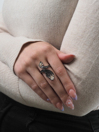 Кольцо из серебра с эмалью «Крыло стрекозы»