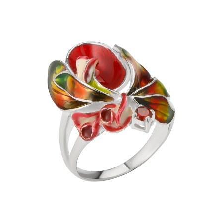 Кольцо из серебра с эмалью «Цветок»