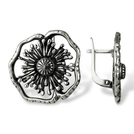 Серьги из серебра «Маки»