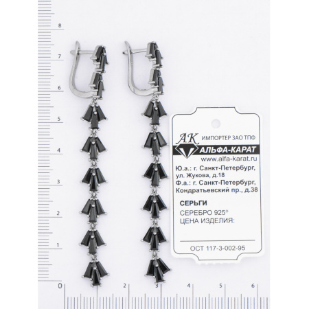 Серьги с черными фианитами