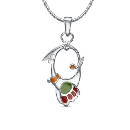 Подвеска из серебра с эмалью «Птица»