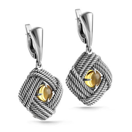 Серьги из серебра с кварцем «Крепко»