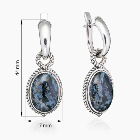 Серьги из серебра с камнем питерсит