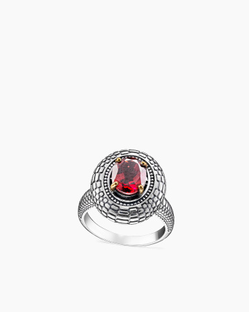 Серебряное кольцо «Гранатовый Закат»