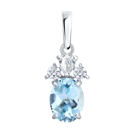 Подвеска из серебра с топазом и фианитами