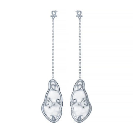 Серебряные серьги с перламутром «Мягкие часы Дали»